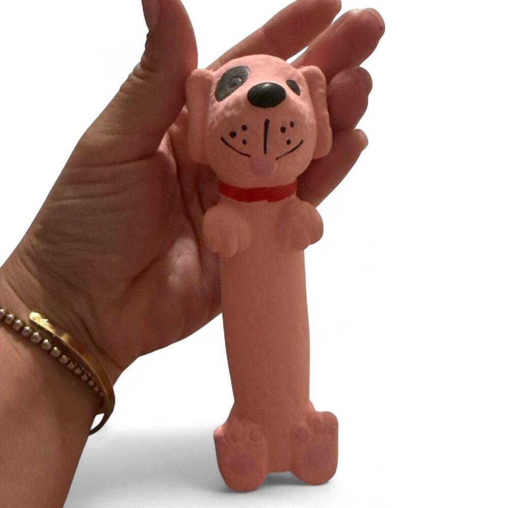 Pink Latex Dog Toy Squeaky Puppy Chew Toy Bone Shape New